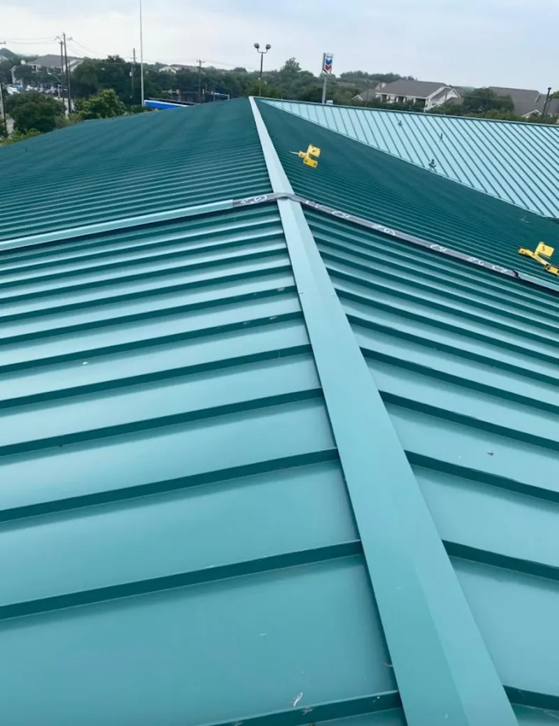 Green commercial metal roof ridge and valley for Metal Roof Repair in Lombard